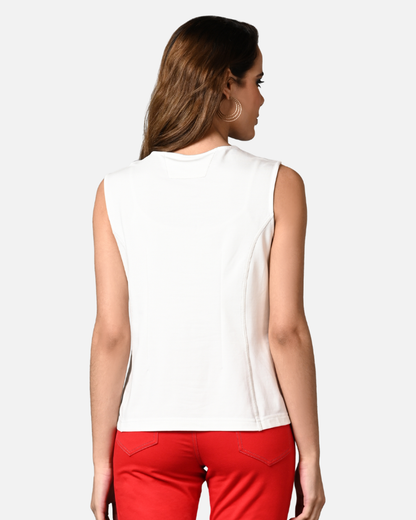 Off White Sleeveless Stretch Top Jacket