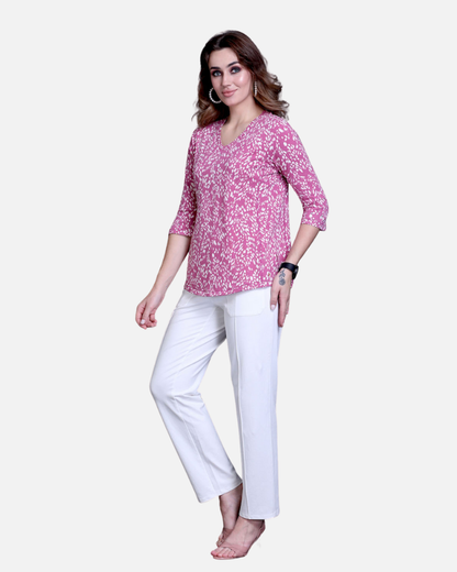 Pink Animal Print Stretch Top