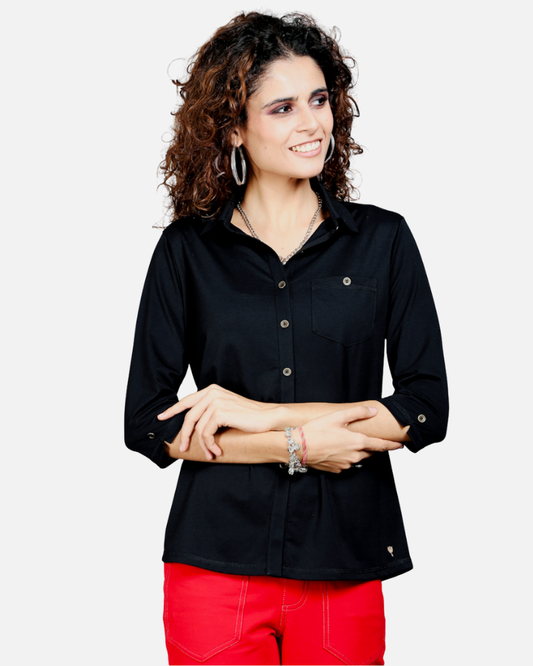 Plain Black Stretch Shirt