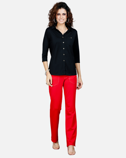 Plain Black Stretch Shirt