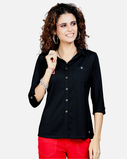 Plain Black Stretch Shirt