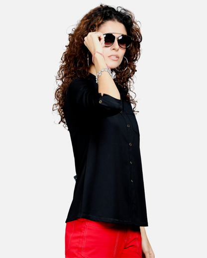 Plain Black Stretch Shirt