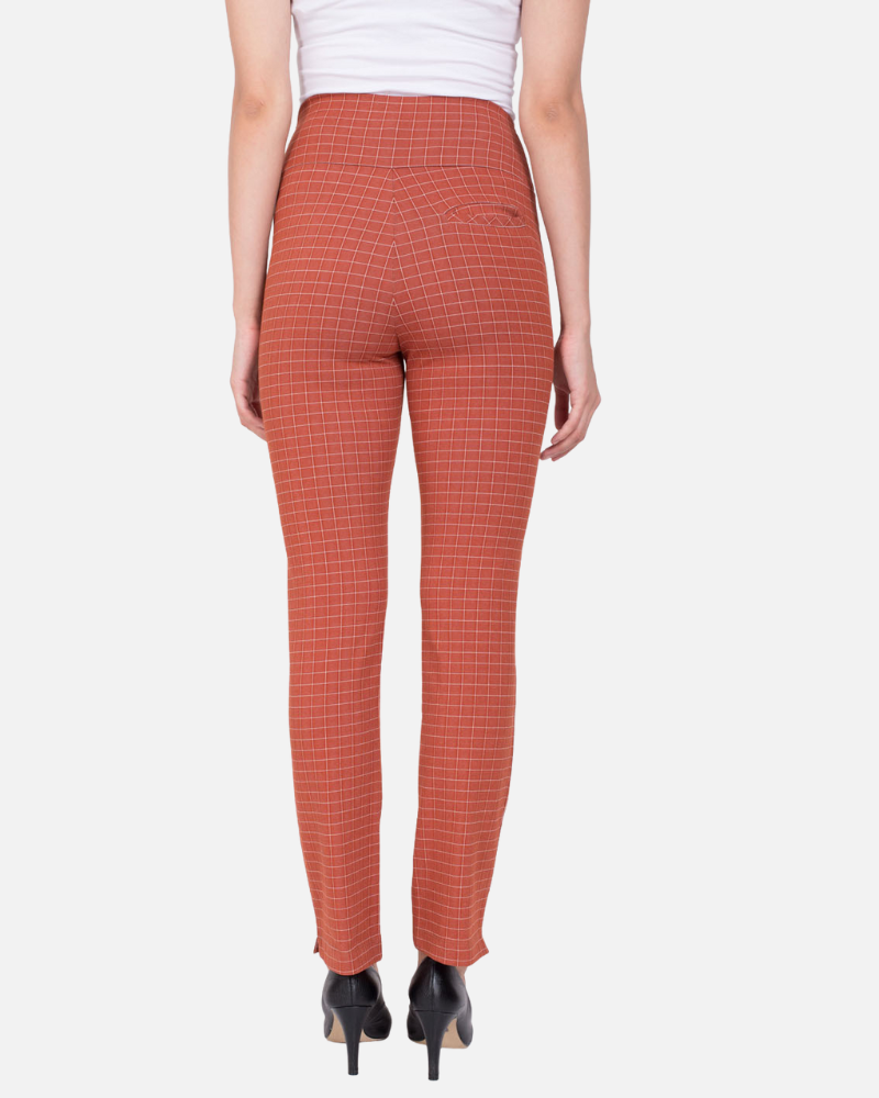 Rust Urban Checks Stretch Pants