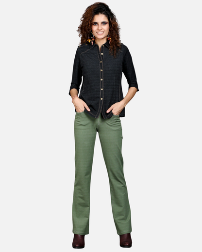 Sage Green Stretch Bootcut Pants for Women | Tulip Comfort Wear Sage Green Stretch Bootcut Pants for Women | Tulip Comfort Wear