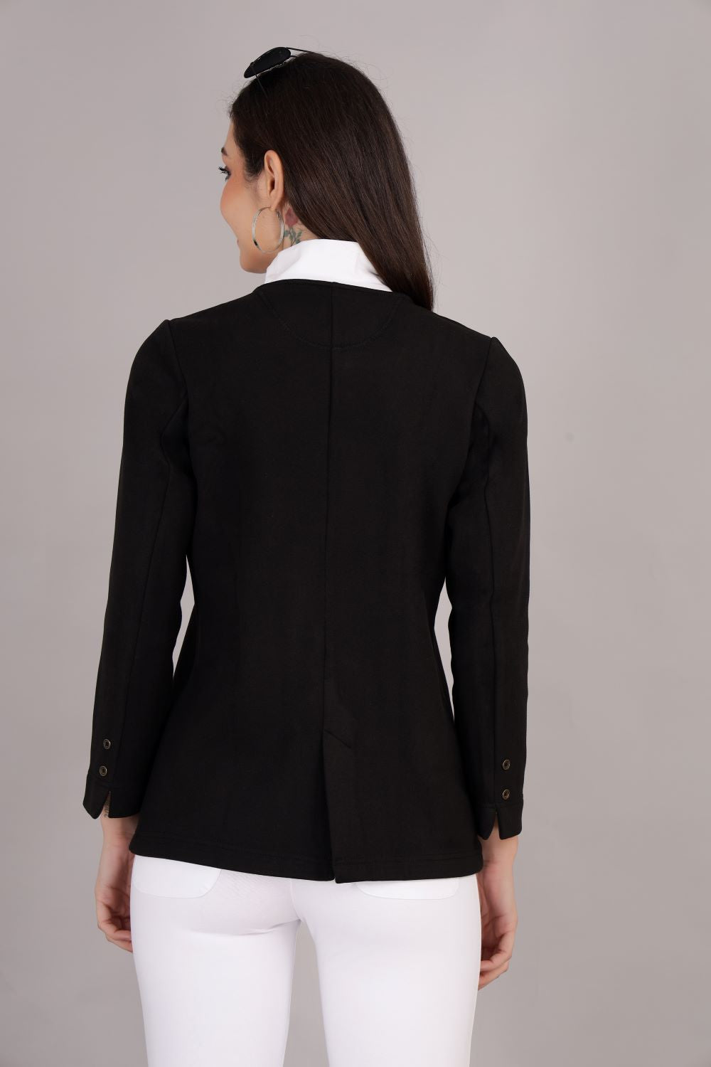 Velvet Round Neck Open Jacket