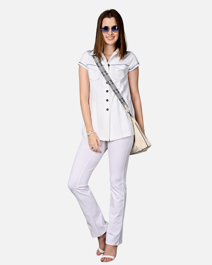 White Cotton Stretch Jacket Top