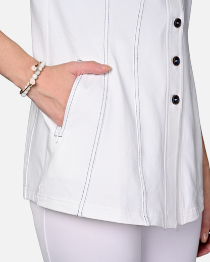 White Cotton Stretch Jacket Top