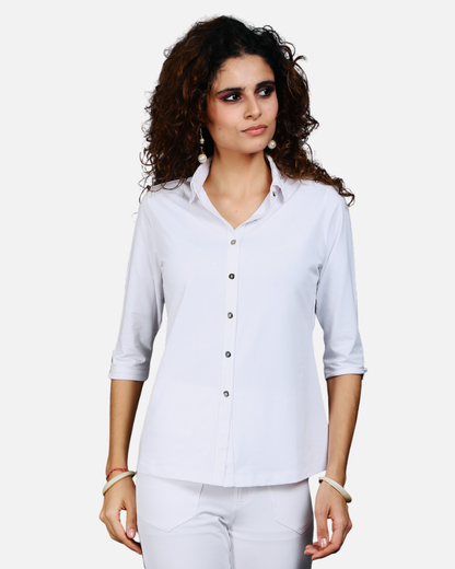 White Cotton Stretch Shirt