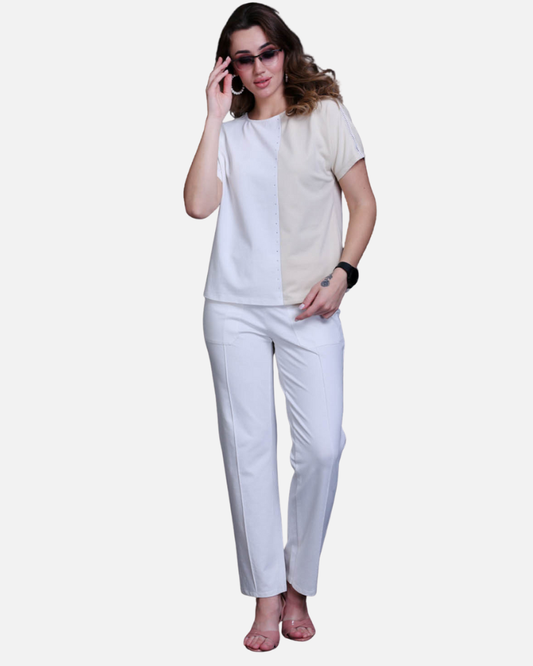 White Easy Fit Cotton Pants