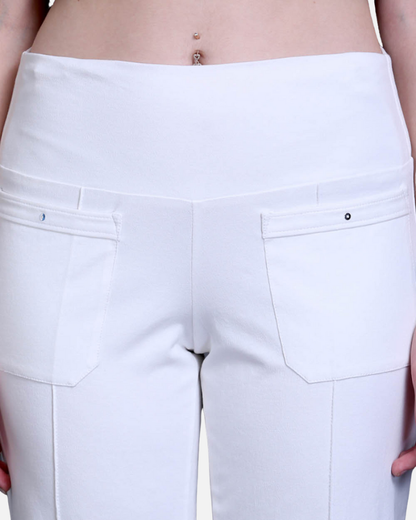 White Easy Fit Cotton Pants