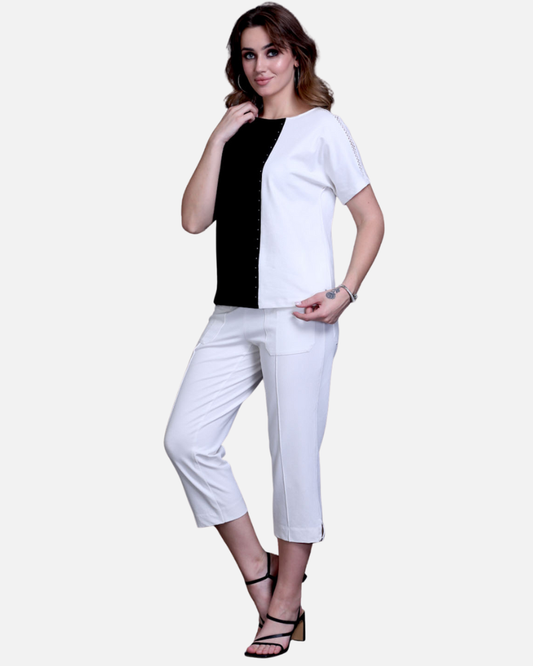 White Stretch Capri