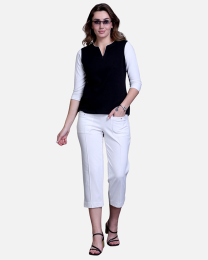White Stretch Capri