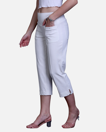 White Stretch Capri