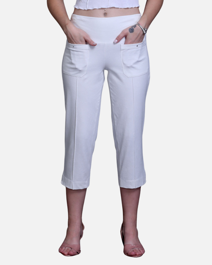 White Stretch Capri