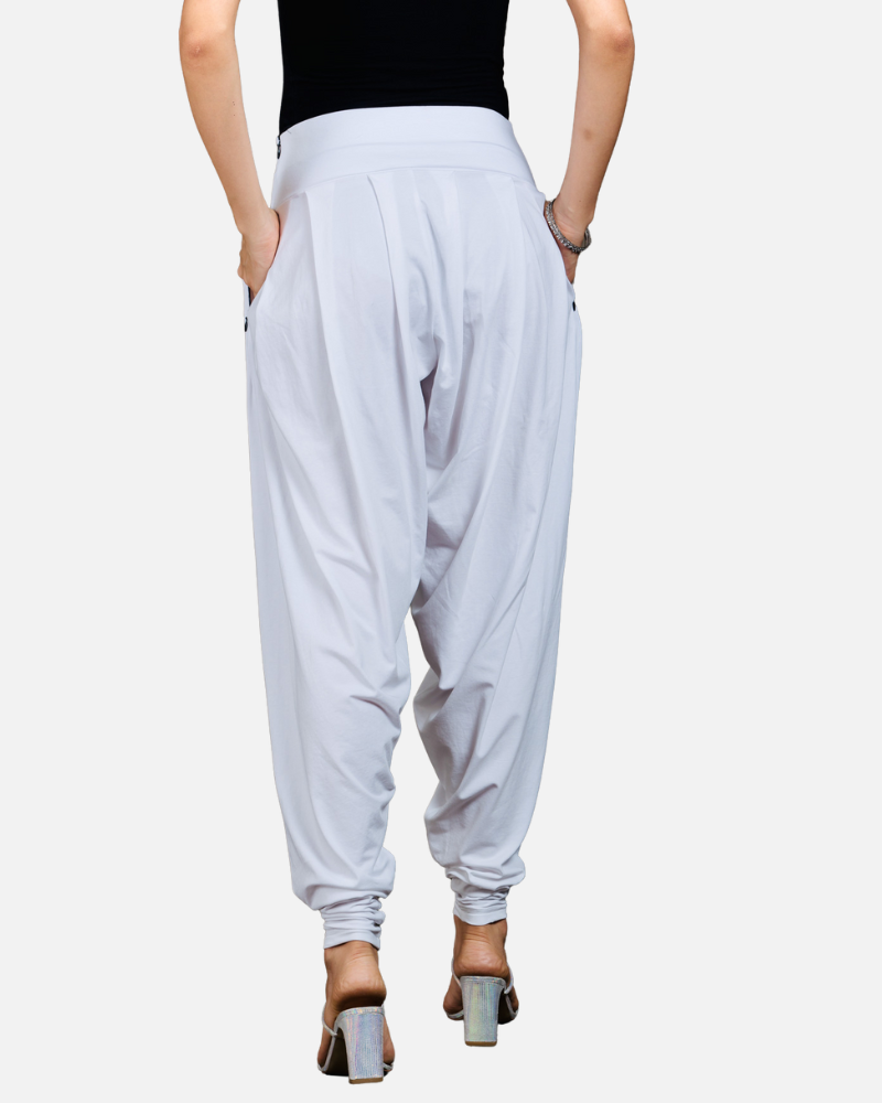 White Stretch Dhoti Salwar (Indian Trouser)