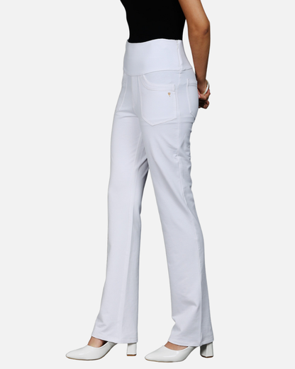 White Stretch Flair Pants