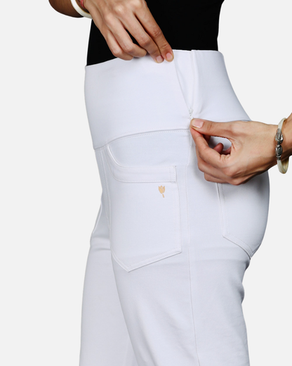White Stretch Flair Pants