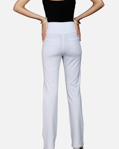 White Stretch Flair Pants