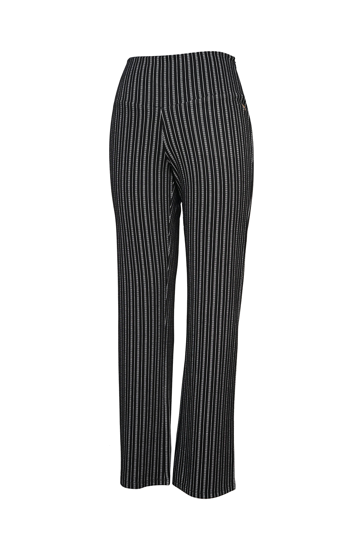 Striped Black and White Stretch Trousers