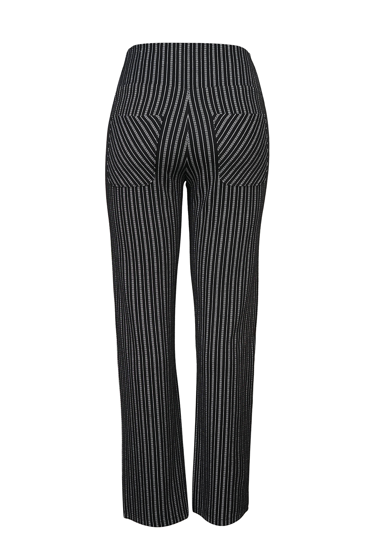 Striped Black and White Stretch Trousers