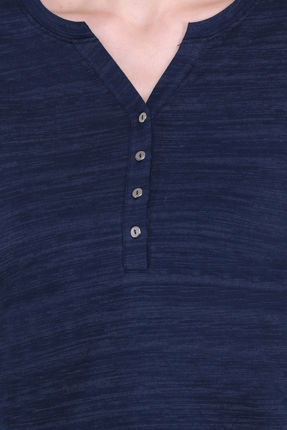 Navy Texture V Cut Stretch Top