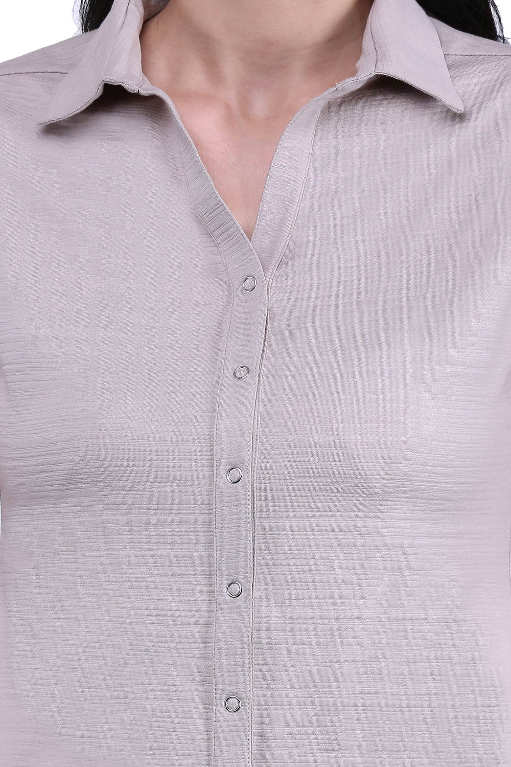 Beige Stretch Short Sleeve Crush Shirt