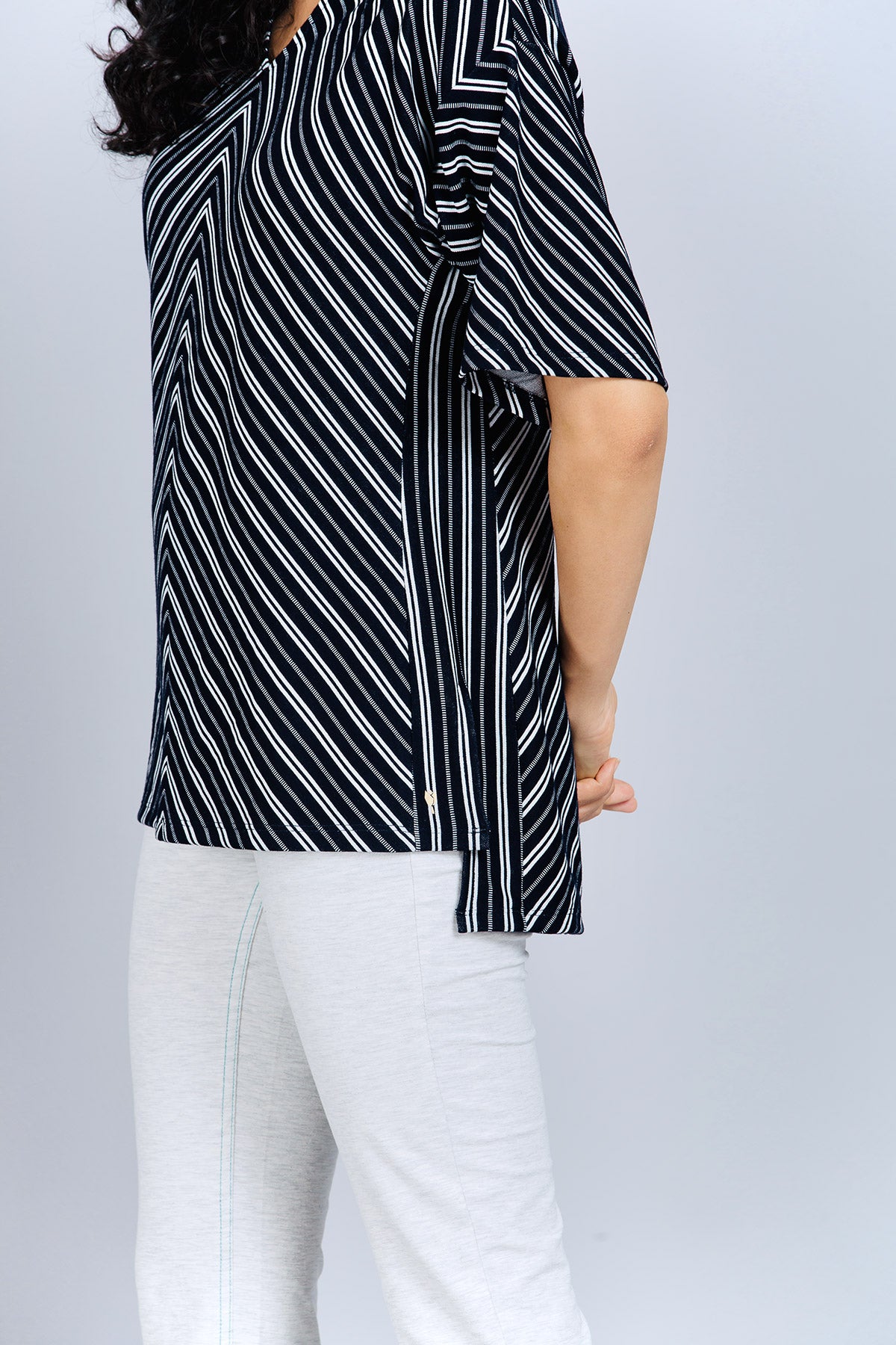 Black and White Striped Pattern Top