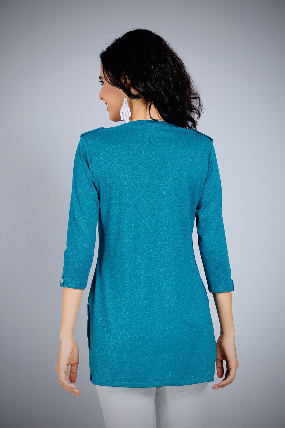 Gloss Blue Long Kurta Top