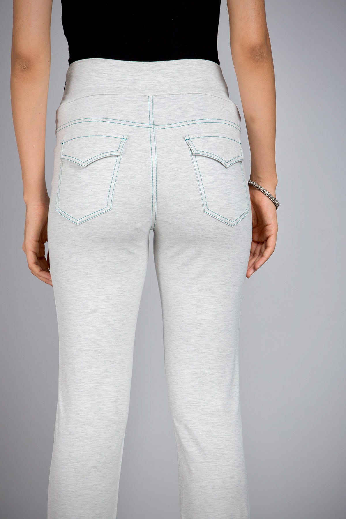 White-Accrue Melange Stretch Walking Pants