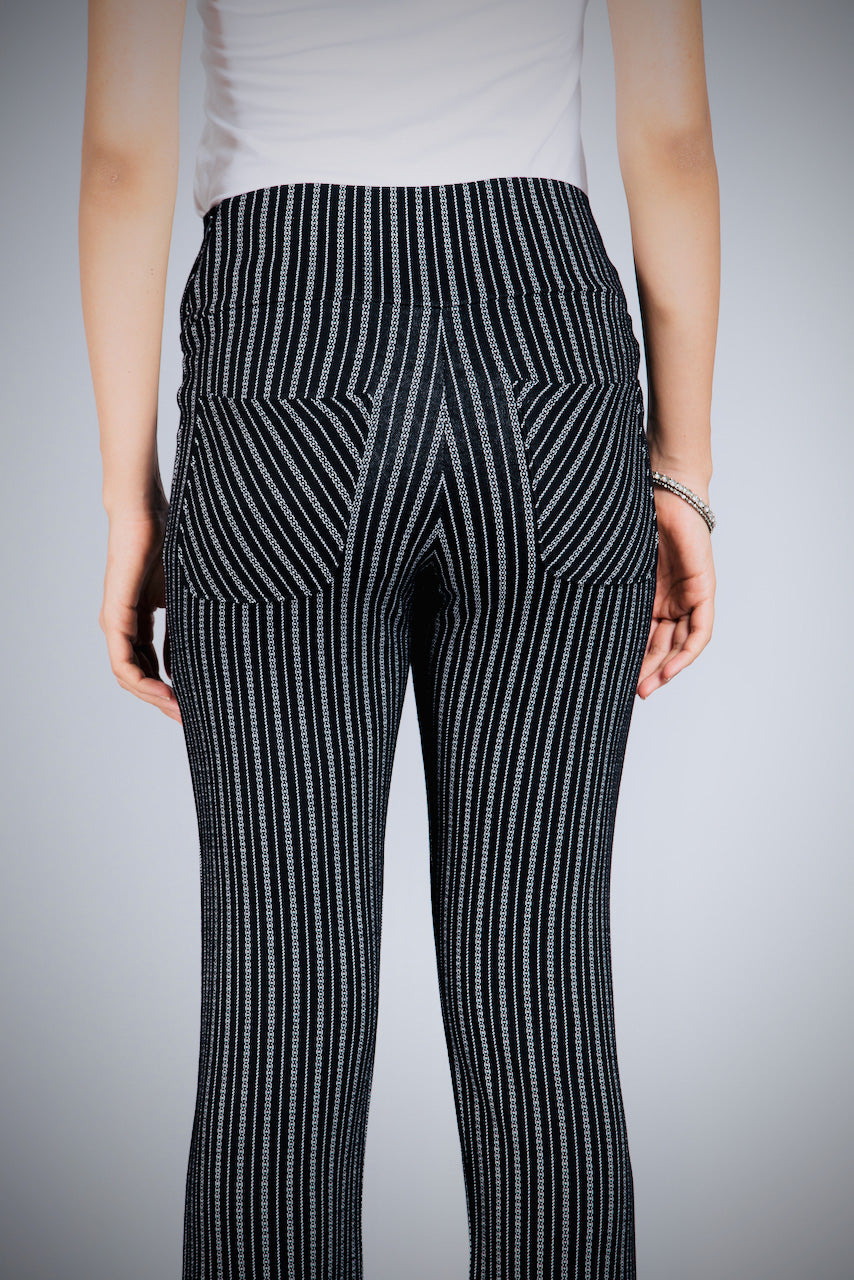Striped Black and White Stretch Trousers