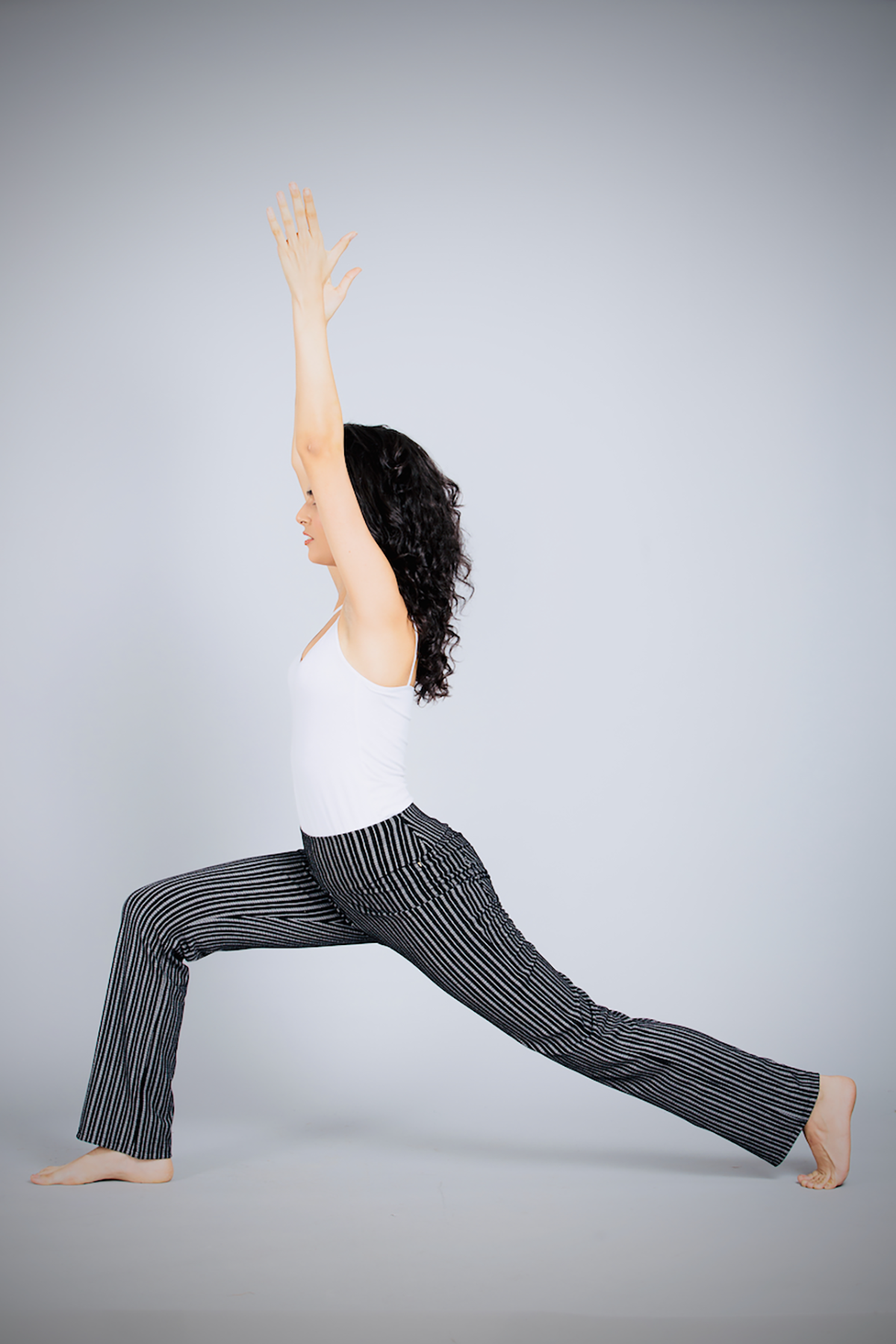 Striped Black and White Stretch Trousers