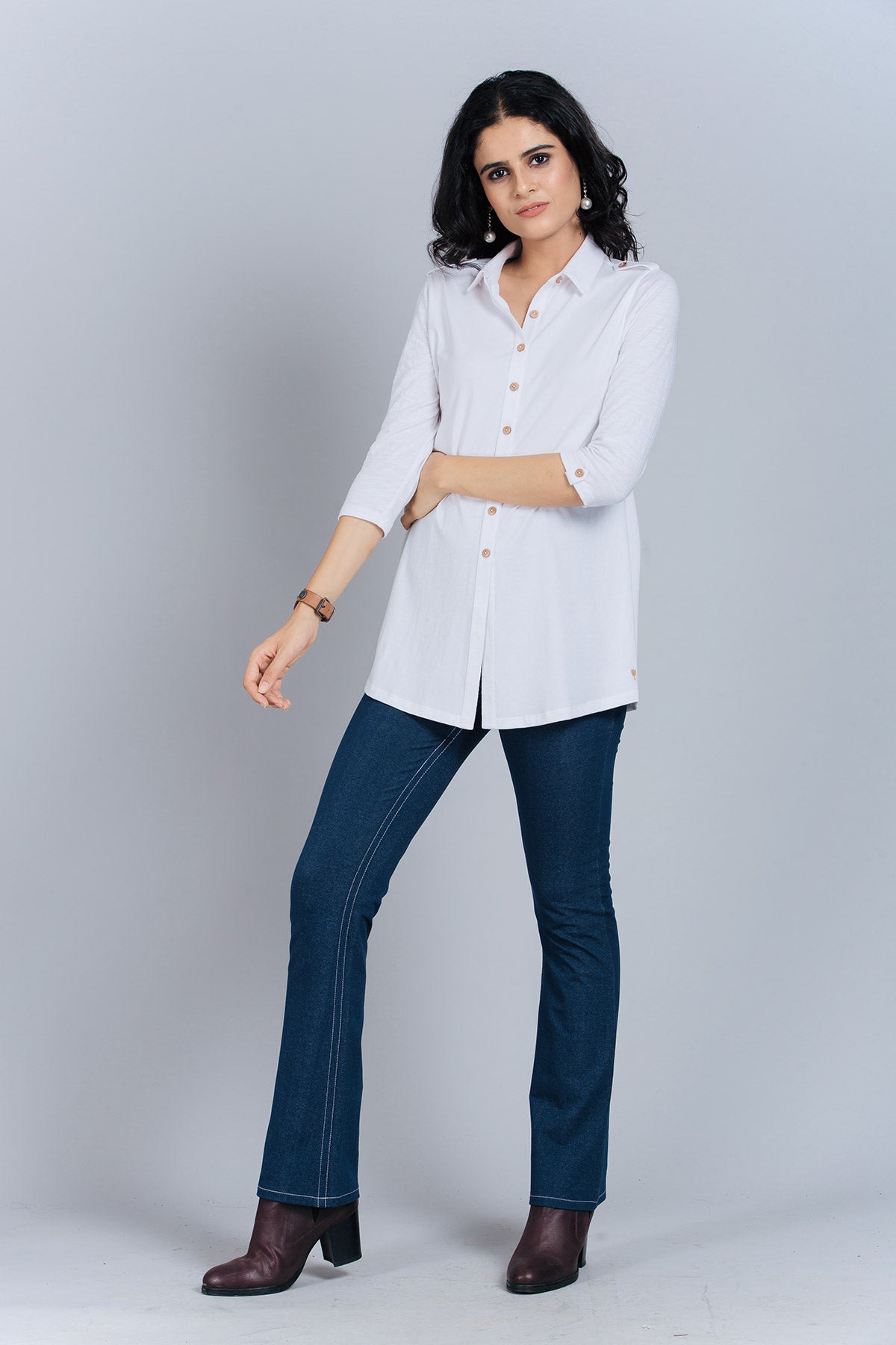 Long White Stretch Shirt Kurta