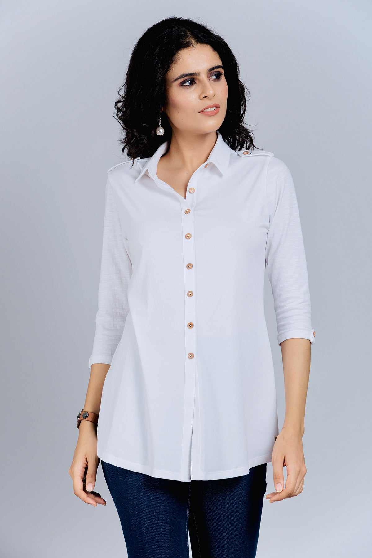 Long White Stretch Shirt Kurta