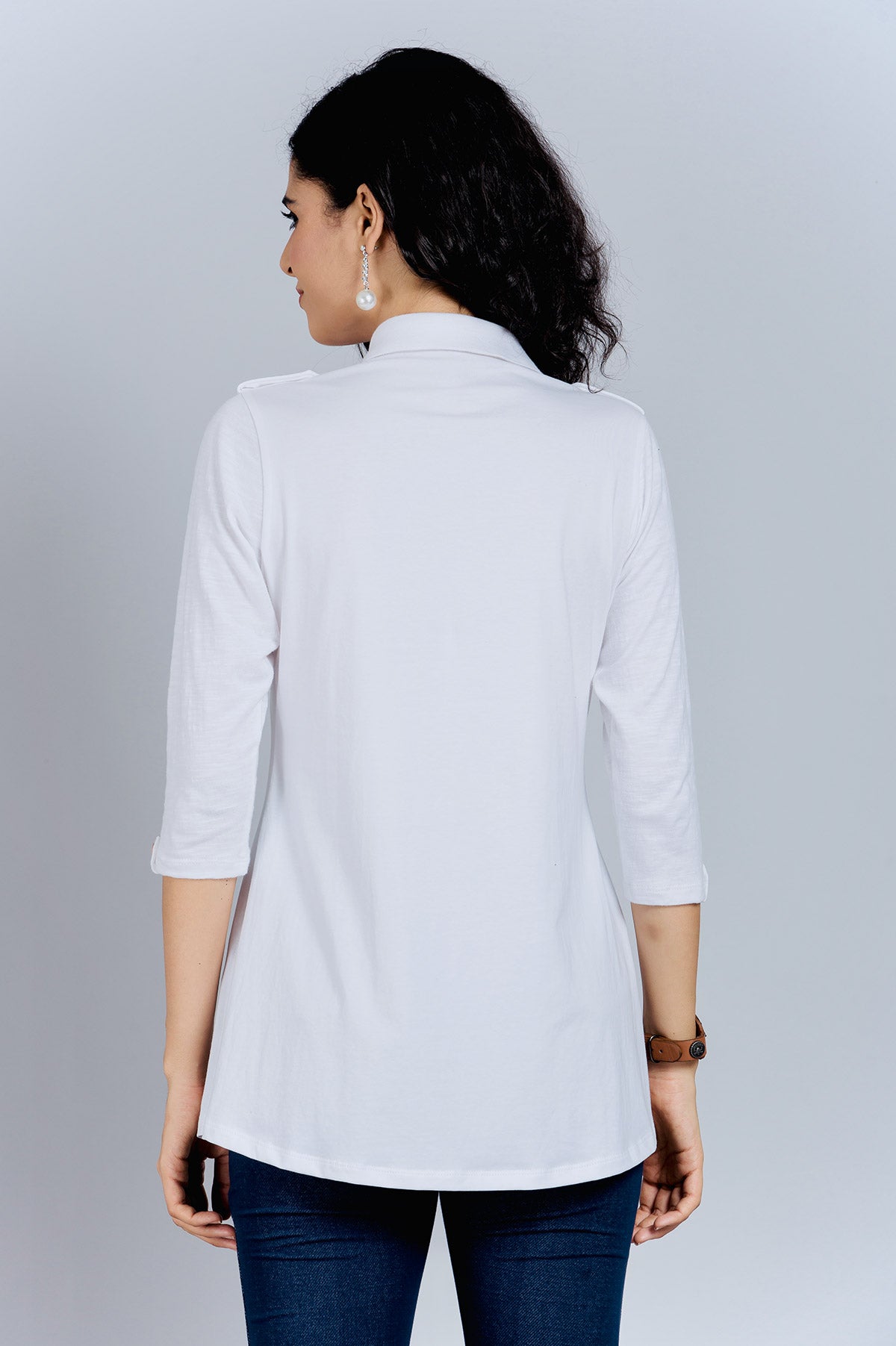 Long White Stretch Shirt Kurta