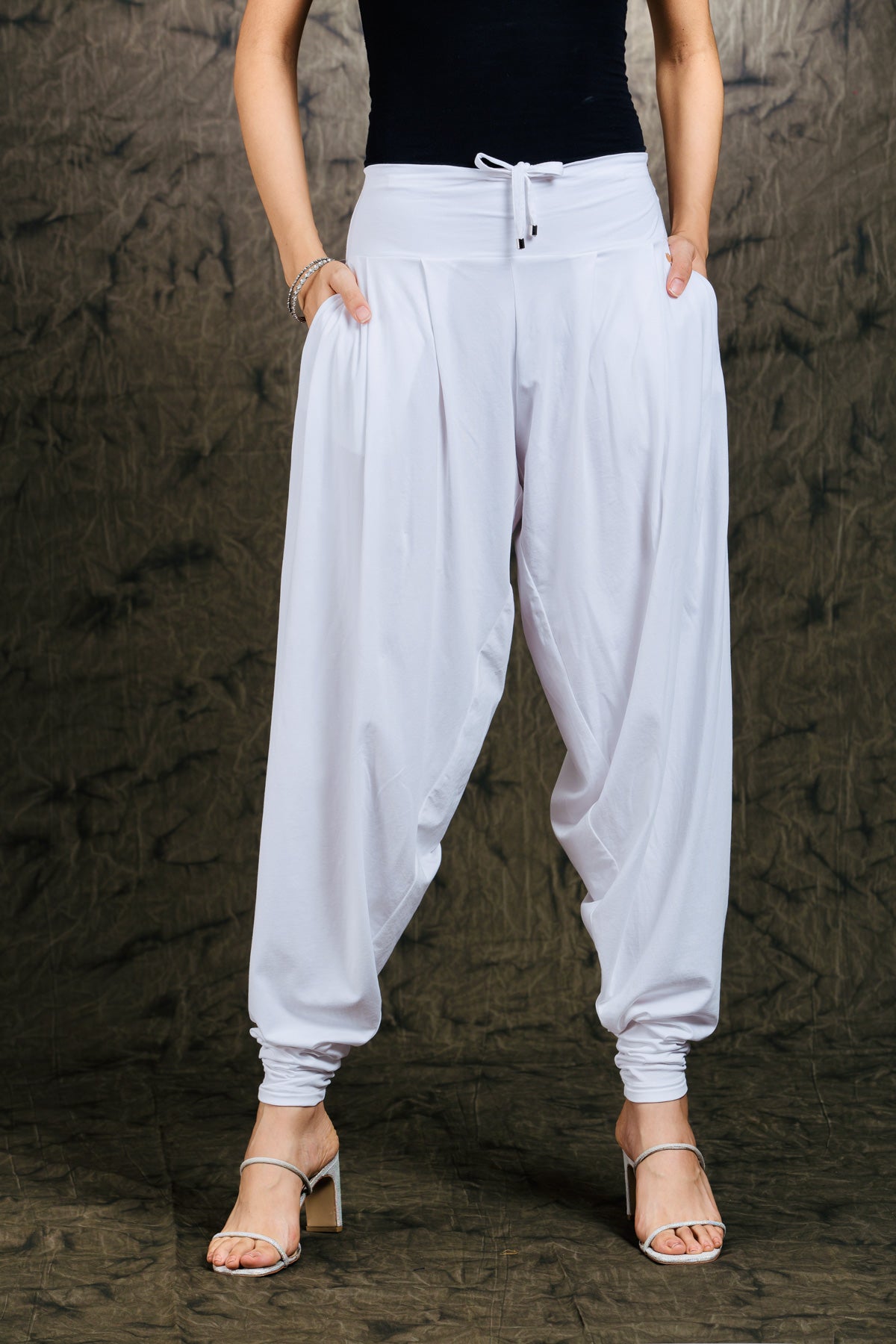 White Stretch Dhoti Salwar (Indian Trouser)