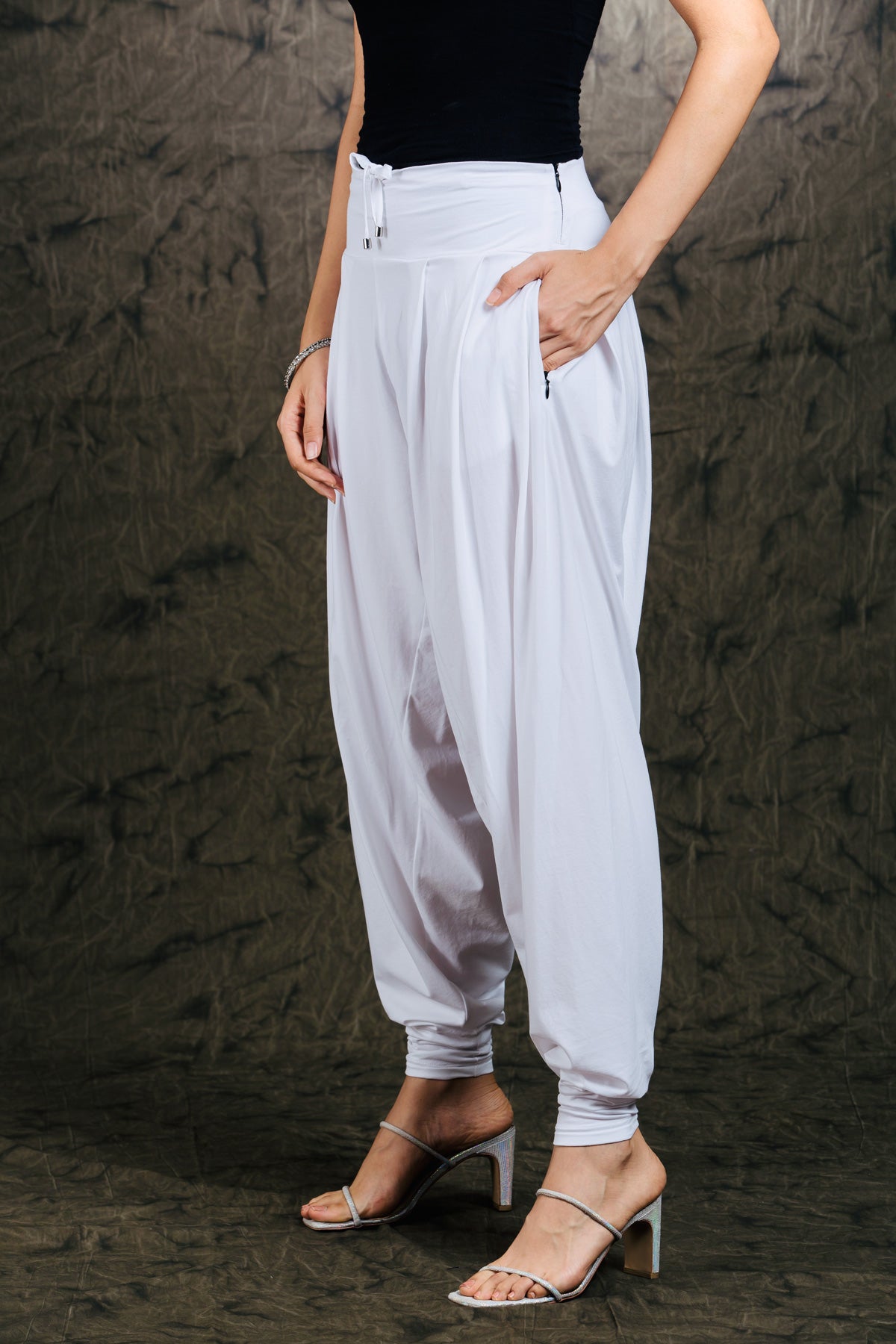Buy Indian beautiful designer light grey printed cotton pants for women