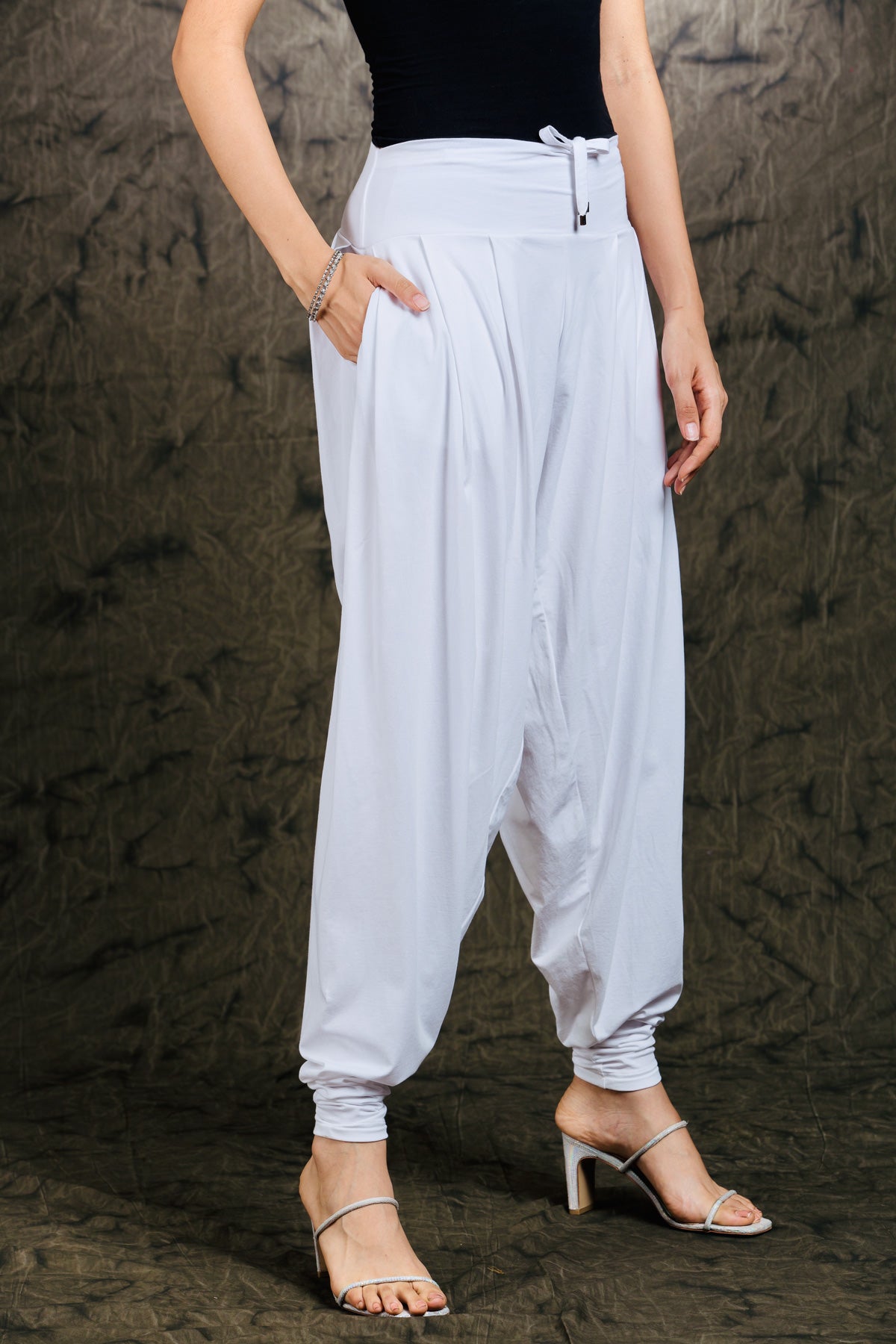 White Stretch Dhoti Salwar (Indian Trouser)