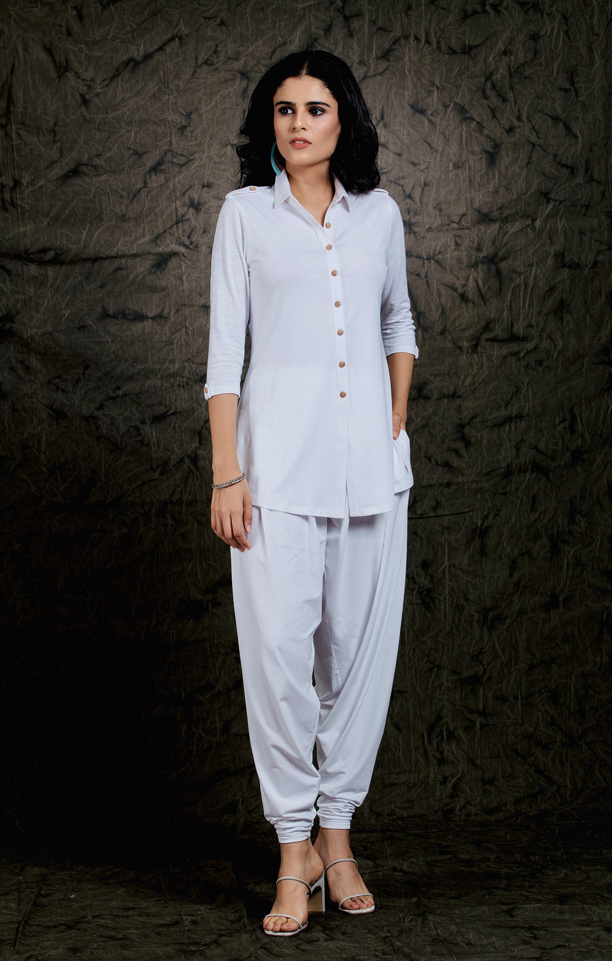 Long White Stretch Shirt Kurta