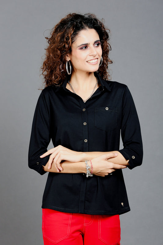 Plain Black Stretch Shirt