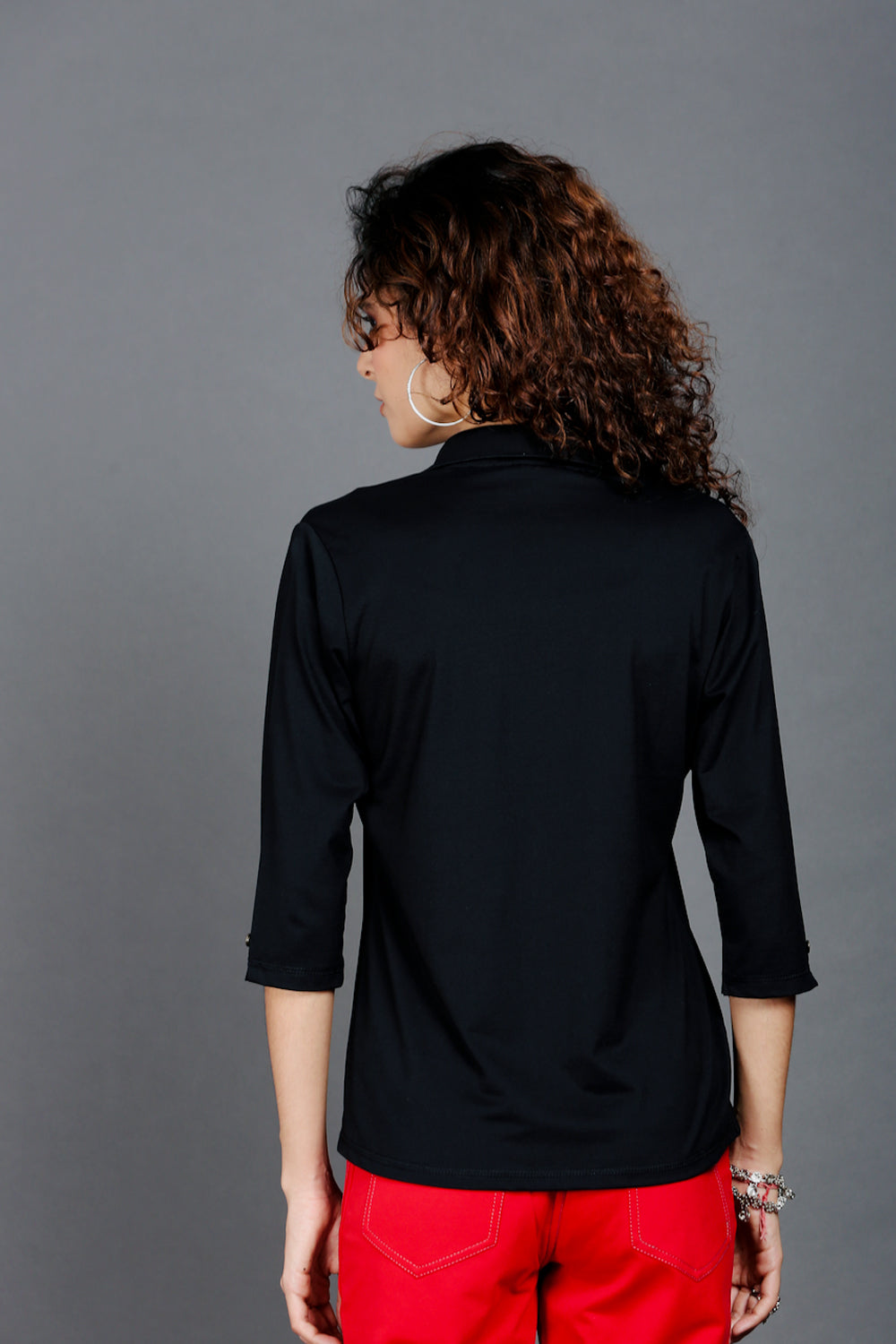 Plain Black Stretch Shirt