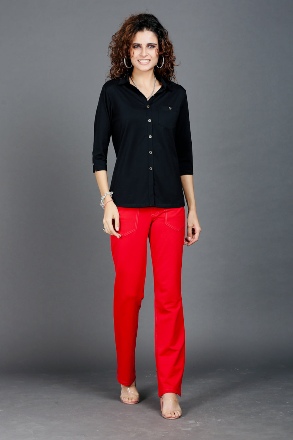 Plain Black Stretch Shirt