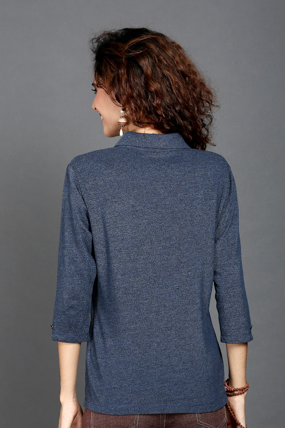 Blue Dual Tone Stretch Shirt