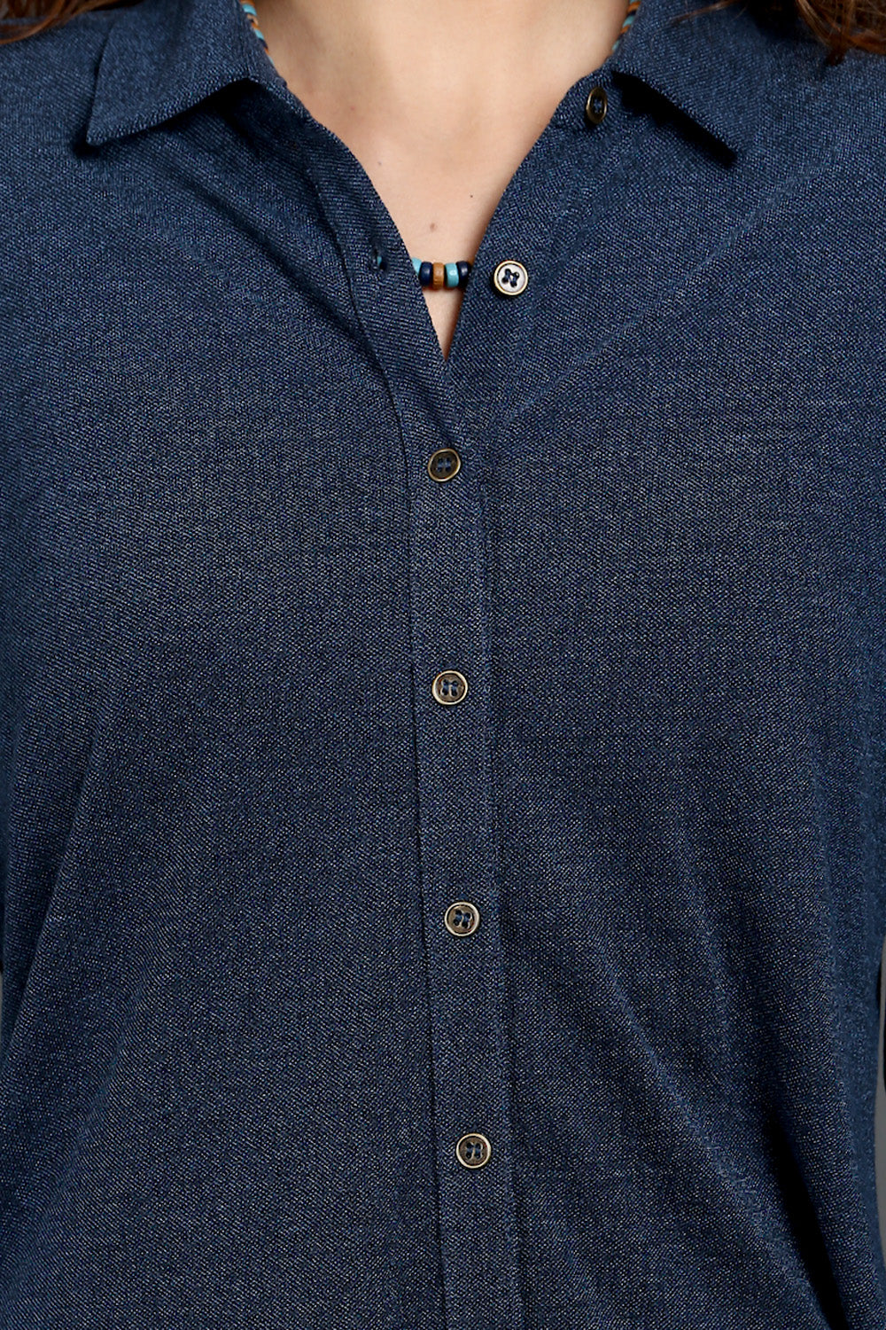 Blue Dual Tone Stretch Shirt