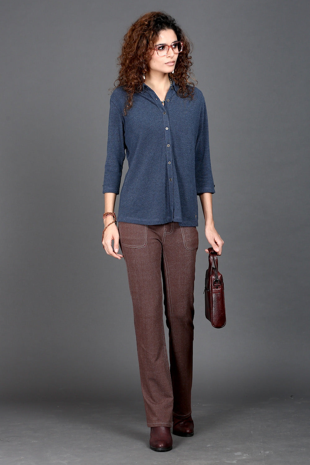 Blue Dual Tone Stretch Shirt