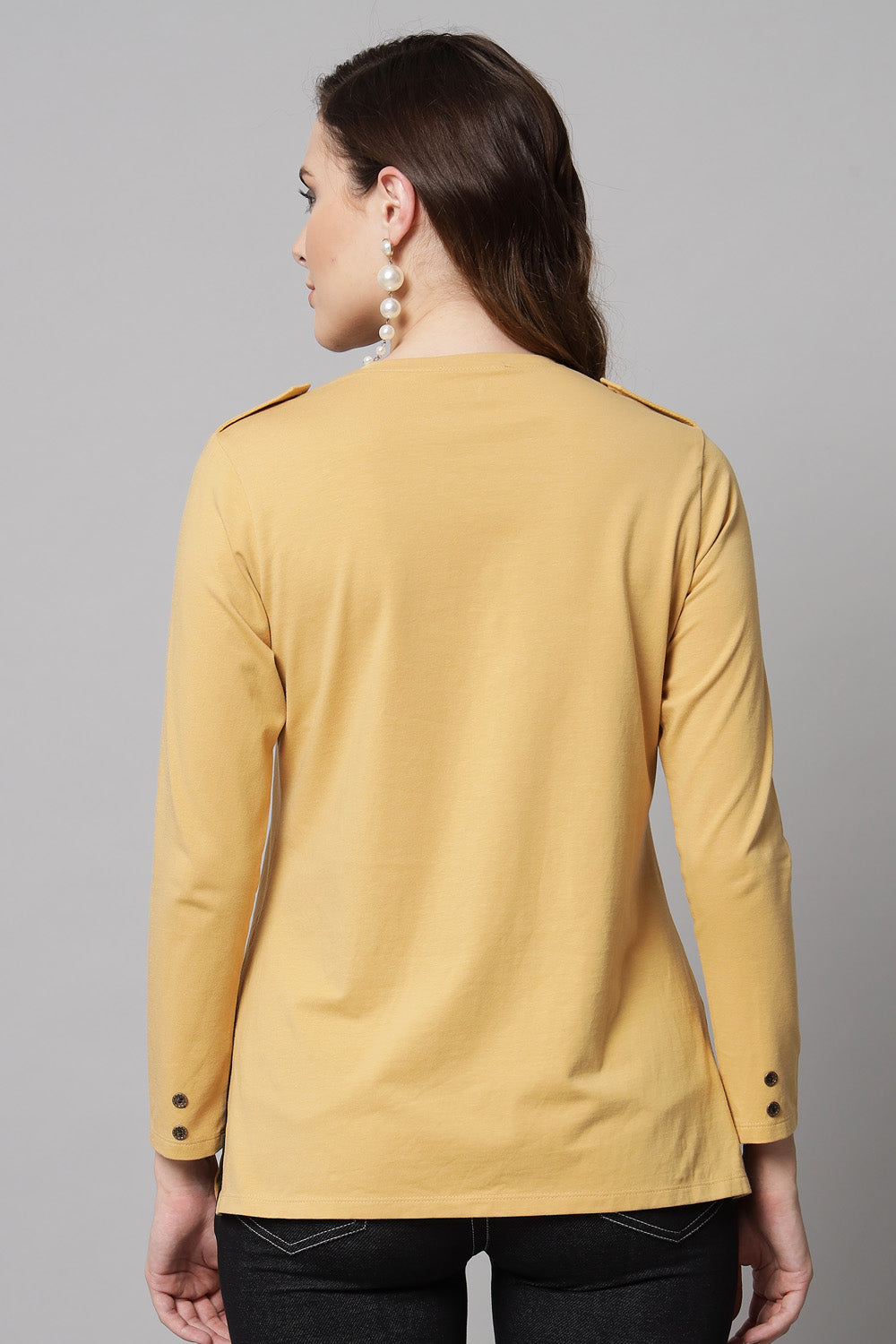 Fawn Long Round Neck Kurta Top