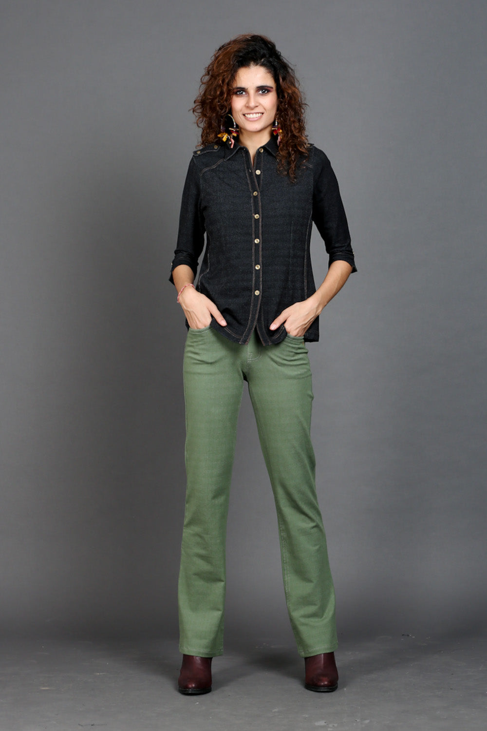 Sage Green Stretch Bootcut Pants