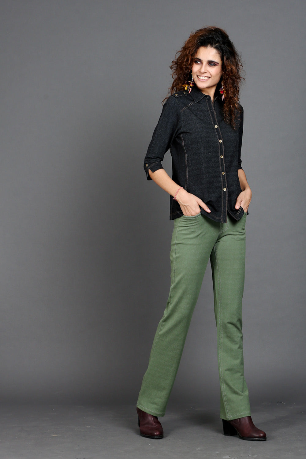 Sage Green Stretch Bootcut Pants