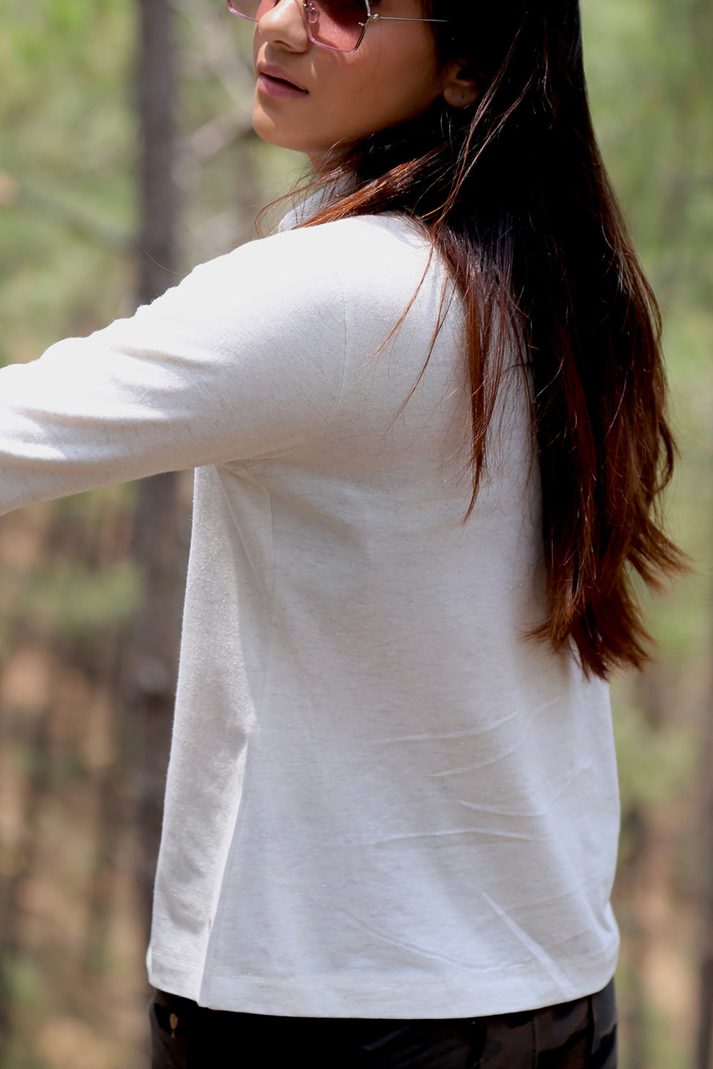 White Silver Woven Stretch Shirt