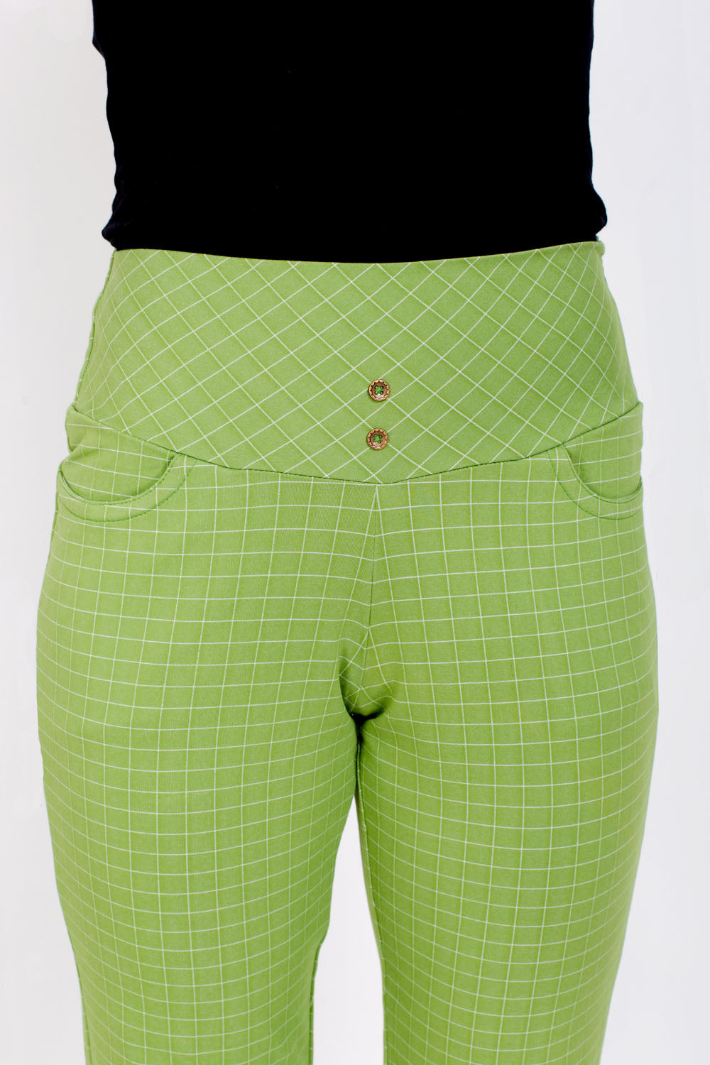 Bright Green Urban Checks Stretch Pants