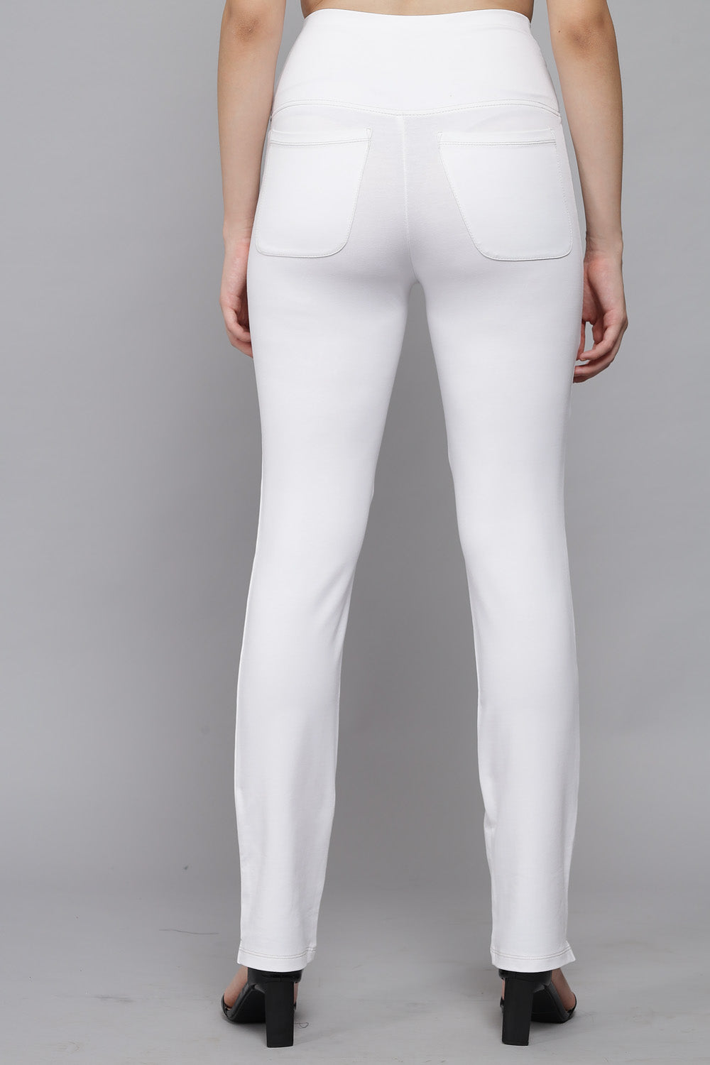 White Stretch Narrow Fit Pants